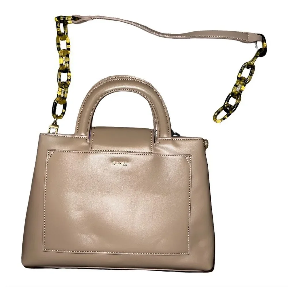 House of Want Taupe Snack Top Handle Satchel Vegan Leather NWD